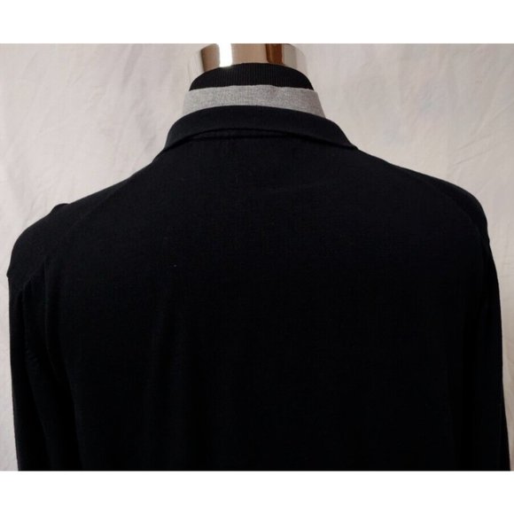Luchiano Visconti Mens Large Black Silk Blend Double 1/2 Zip Pullover Sweater - Picture 6 of 9